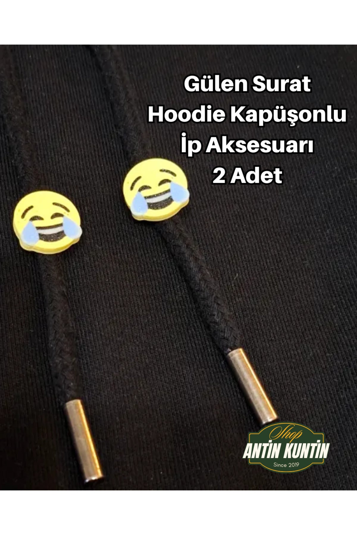 Gülen Surat Hoodie Kapüşonlu İp Aksesuarı 2 Adet