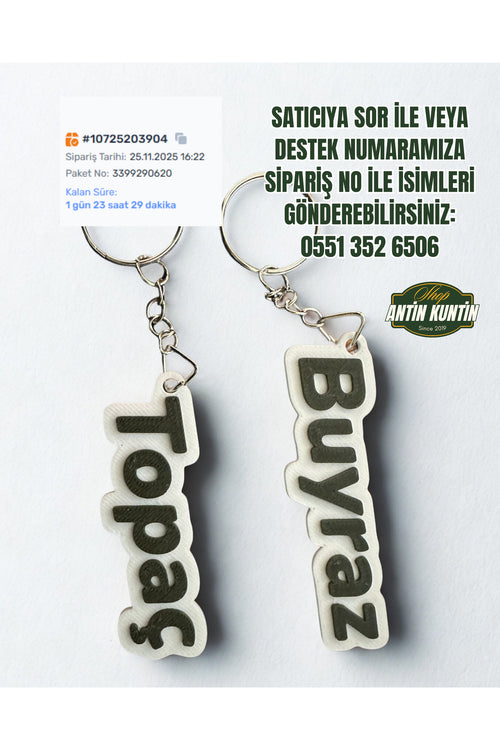 2 Adet Kişiye Özel İsimli Anahtarlık veya Araba Ayna Süsü Çiftlere Hediyelik Sevgili Arkadaş Karışık - 2