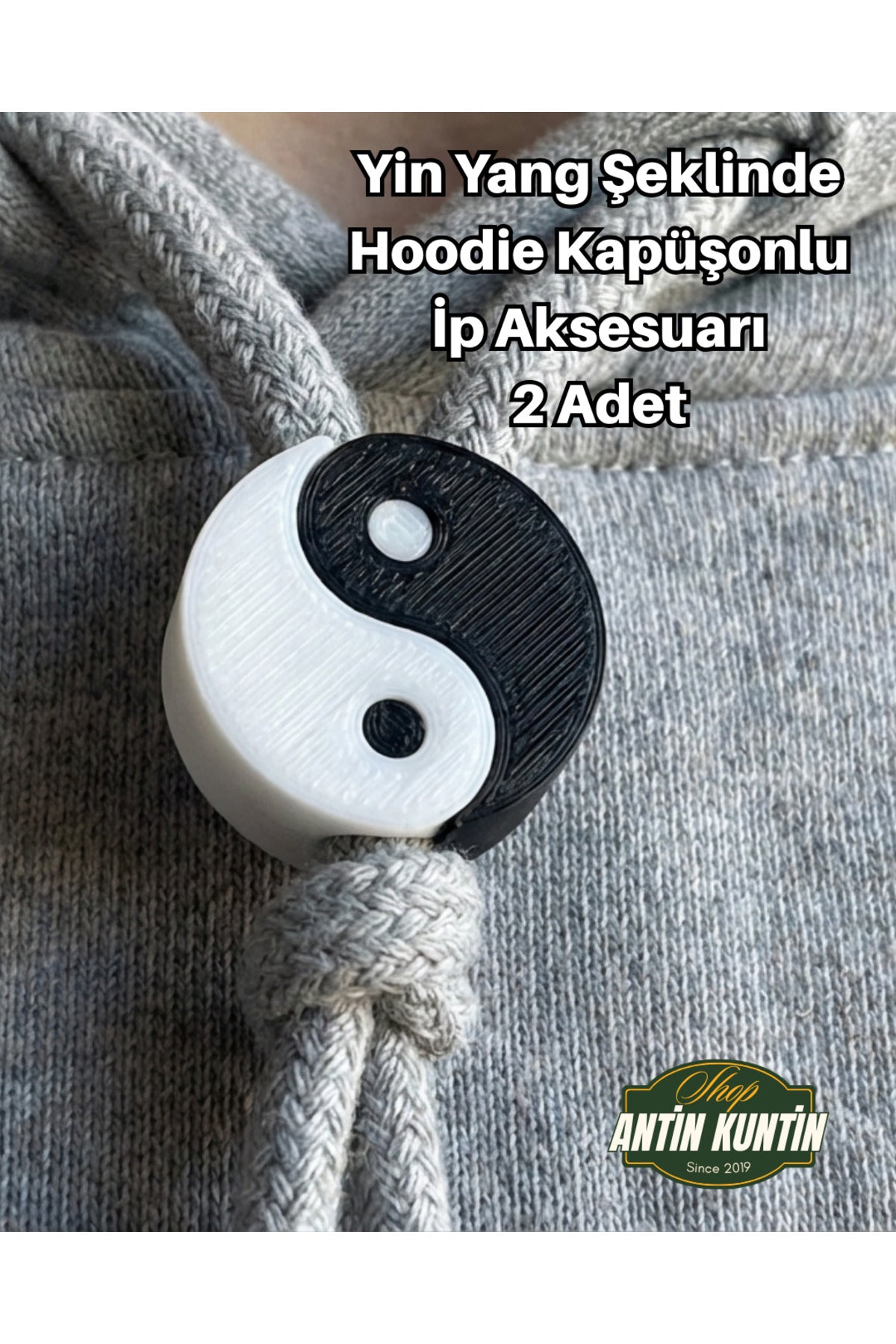 Yin Yang Şeklinde Hoodie Kapüşonlu İp Aksesuarı 2 Adet