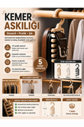 Kemer Askılığı 5 Kemer Kapasiteli Dolabınızda Tasarruf Sağlayan Kemerle İçin