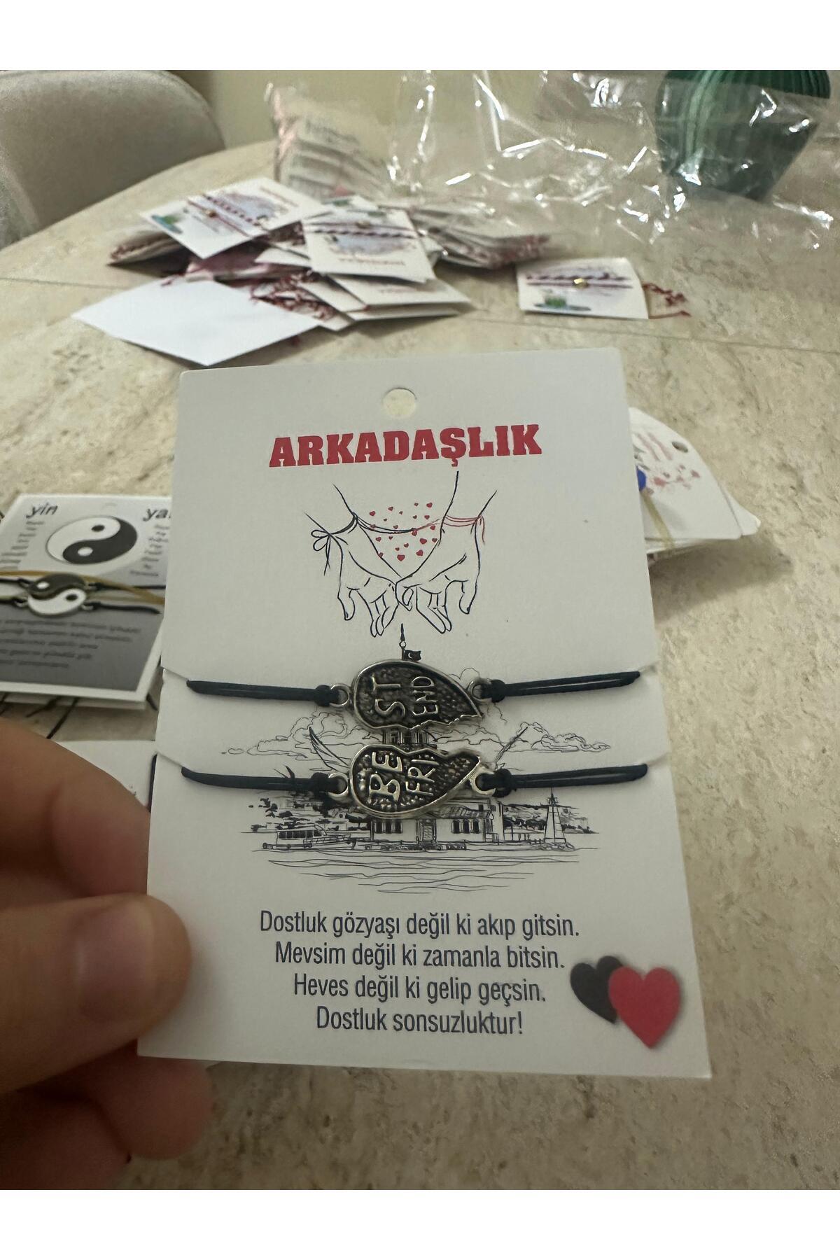 2 Li Best Friend Yazılı Kalpli Arkadaşlık Bilekliği