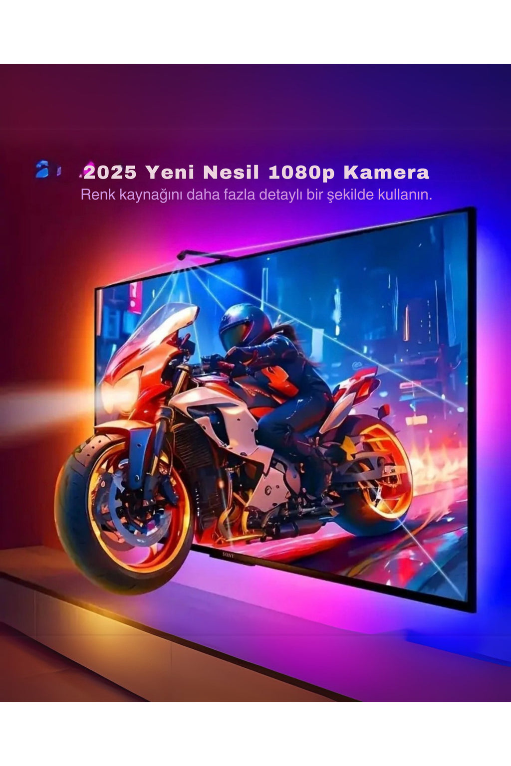 AR Sensörlü Akıllı Tv Arkası Aydınlatma Led Şerit Seti Ambiyans Aydınlatma - 7