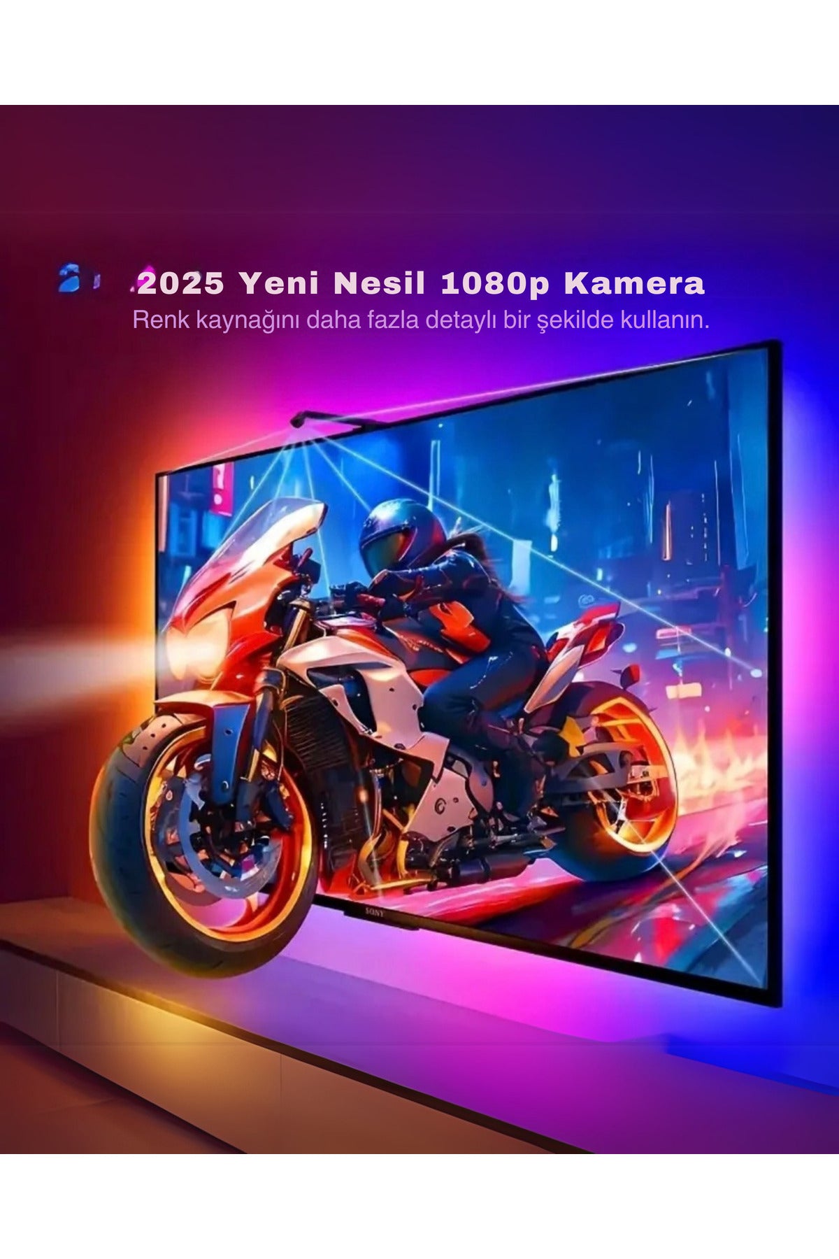 AR Sensörlü Akıllı Tv Arkası Aydınlatma Led Şerit Seti Ambiyans Aydınlatma - 7