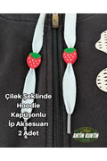 Çilek Şeklinde Hoodie Kapüşonlu İp Aksesuarı 2 Adet