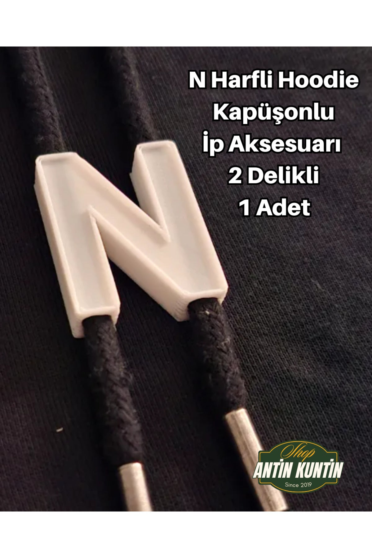 N Harfli Hoodie Kapüşonlu İp Aksesuarı 2 Delikli 1 Adet