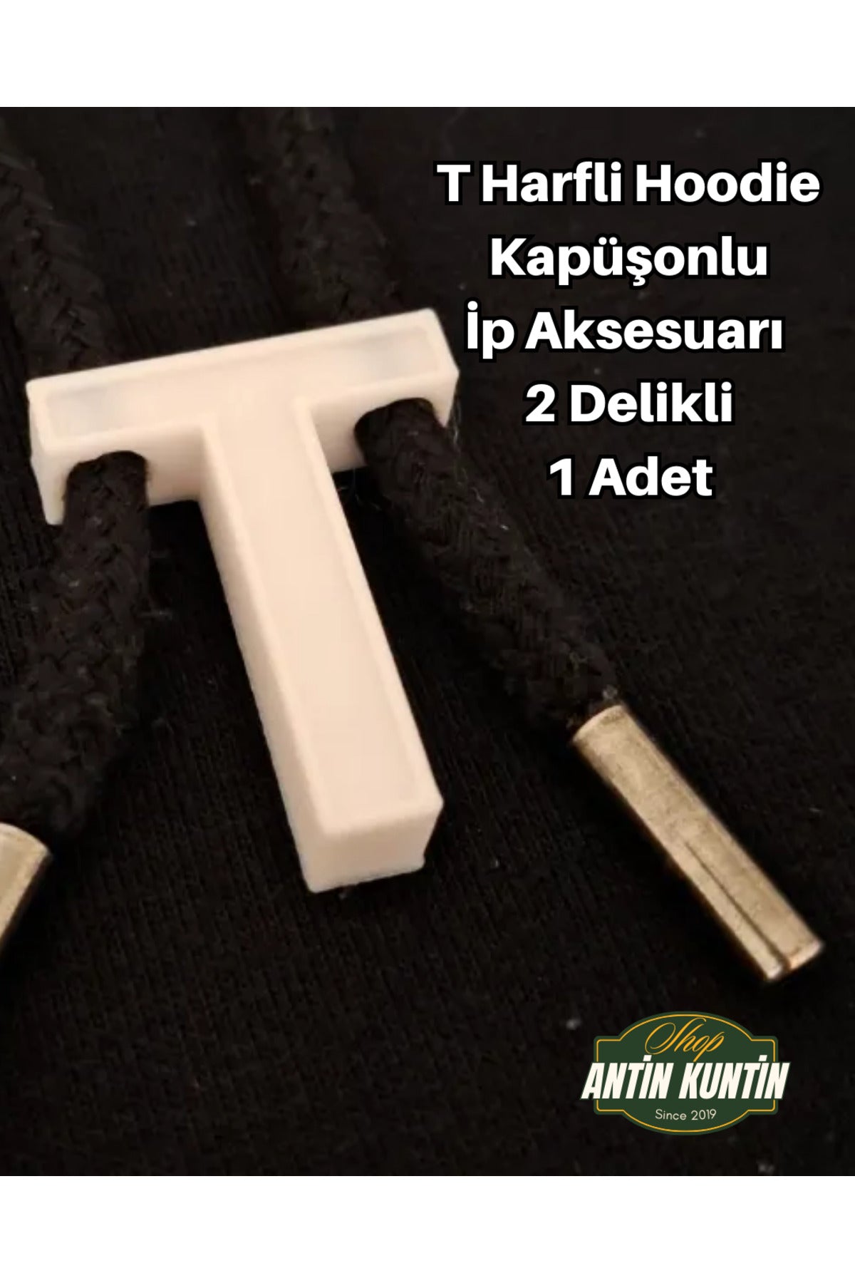 T Harfli Hoodie Kapüşonlu İp Aksesuarı 2 Delikli 1 Adet