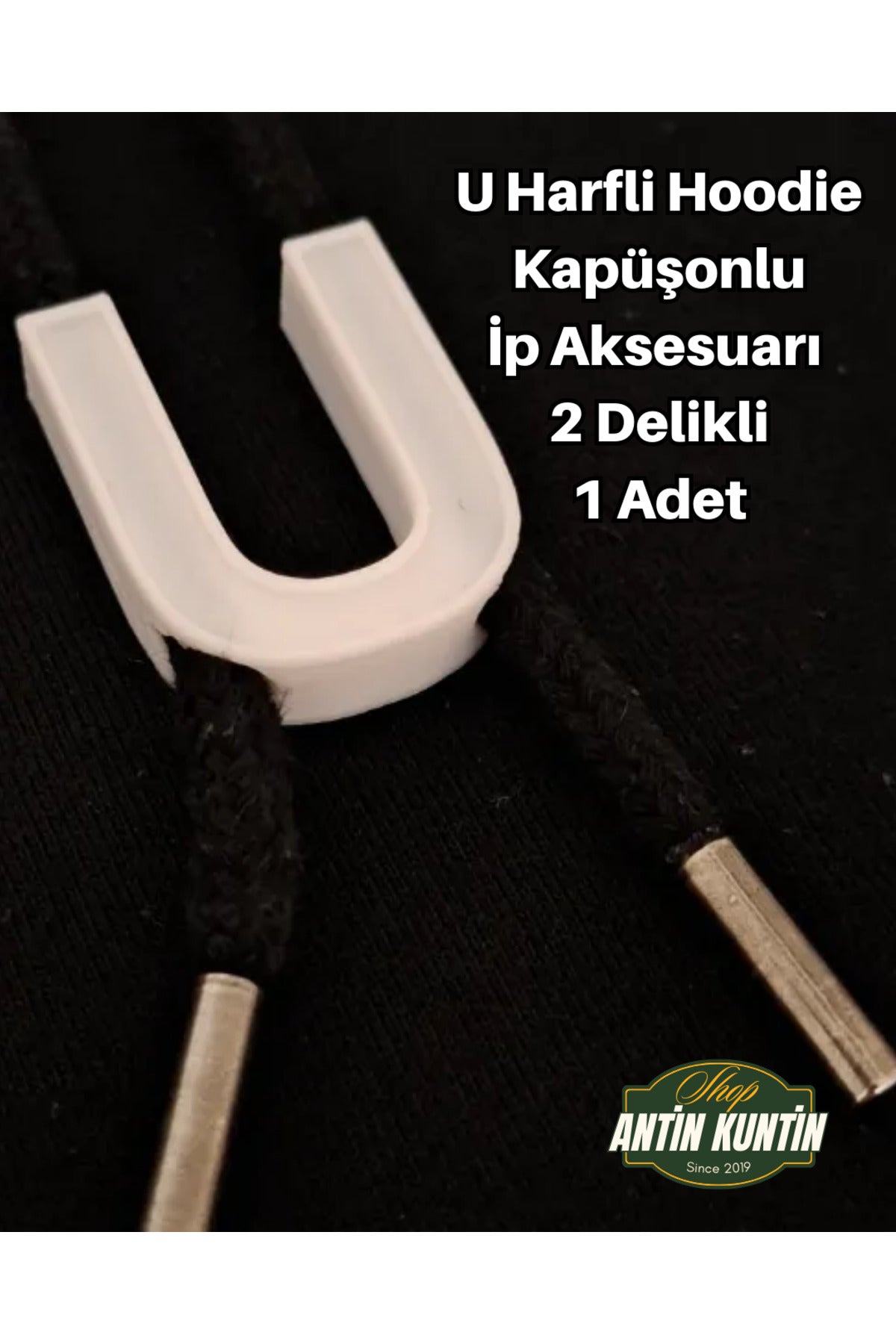 U Harfli Hoodie Kapüşonlu İp Aksesuarı 2 Delikli 1 Adet