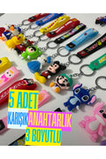 5 Adet Çeşitli 3D Anahtarlık Micky Pikaçu Hello Kitty Basketbolcu Mario Figür Karışık Gönderilir