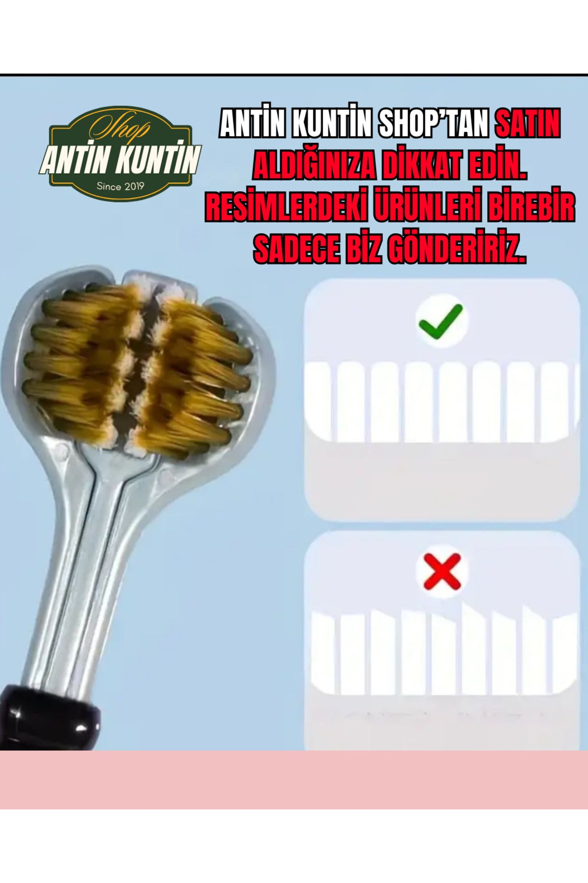 Mavi Renk 3 Taraflı Diş Fırçası 3 Boyutlu Yumuşak Uçlu Komple Temizlik Çok Yönlü Koruma - 2