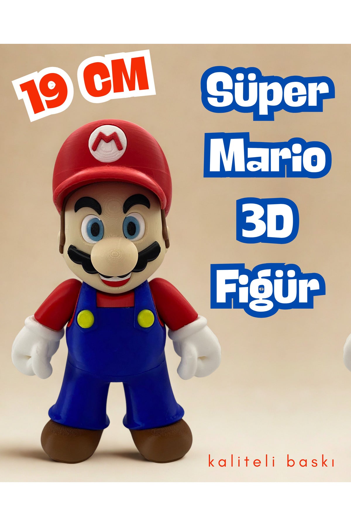 3D Süper Mario Figürü 19 Cm Kaliteli Baskı Çok Renkli