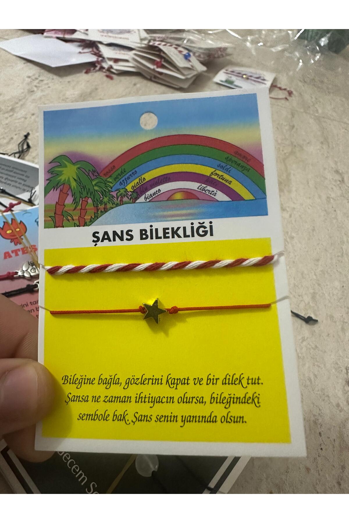 2 li Yıldız Desenli Kırmızı İp Şans Bilekliği