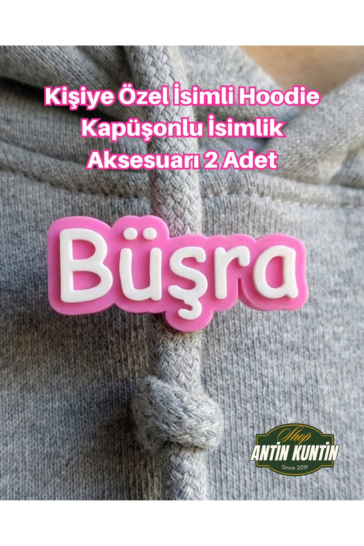 Kişiye Özel İsimli Hoodie Kapüşonlu İsimlik Aksesuarı 2 Adet
