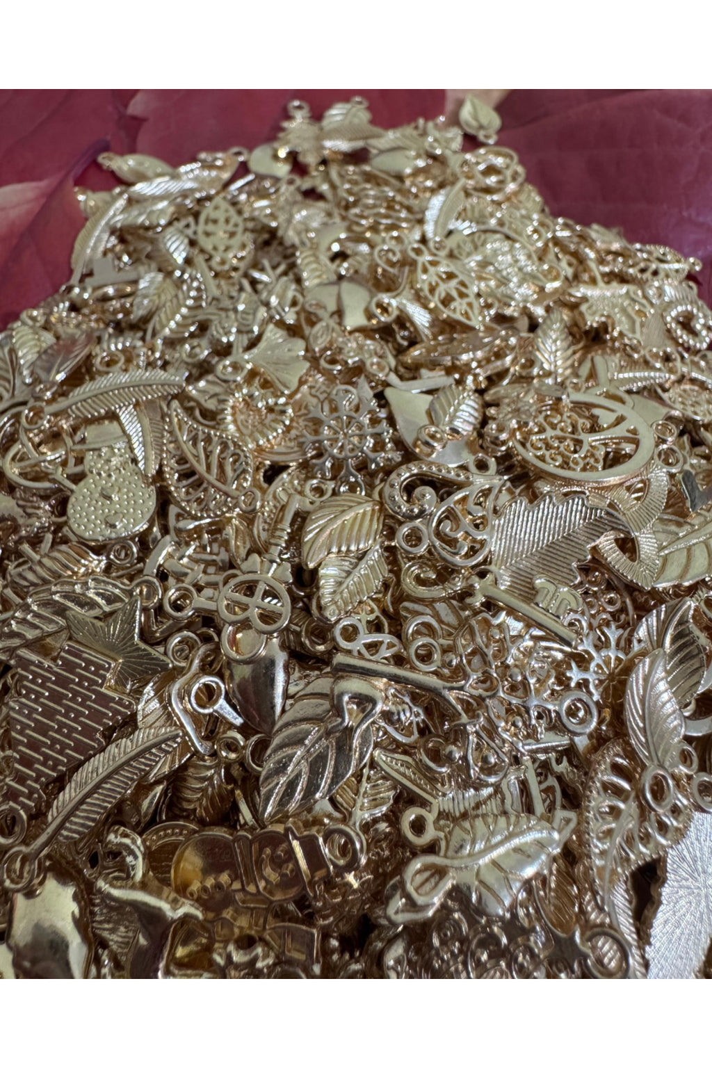 30 Adet Gold Renksiz Karışık Şekilli Kalpli Ağaç Aşk Sevgili Kolye Uçları - 2