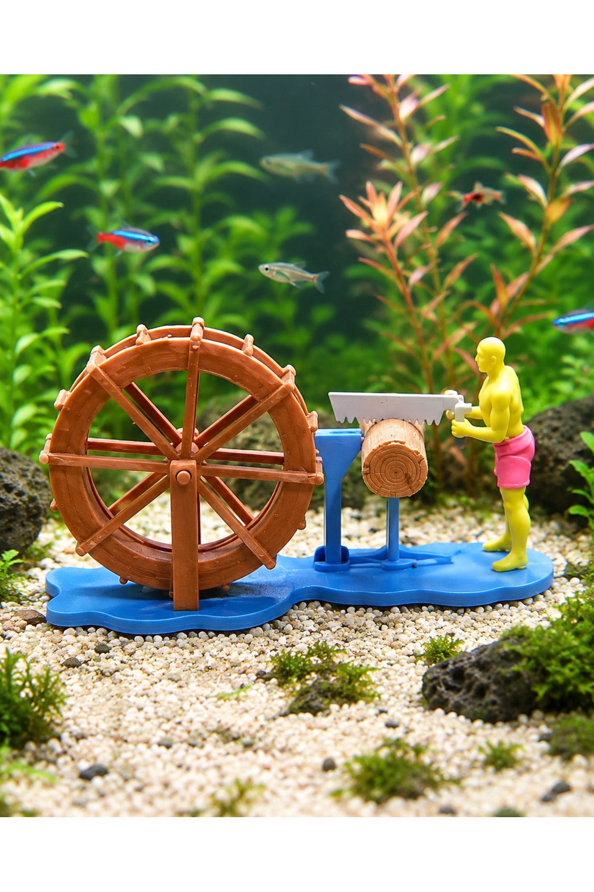 Hareketli Oduncu Akvaryum Dekoru – Hava Pompası ile Çalışan 3D Baskı Eğlenceli Akvaryum Süsü