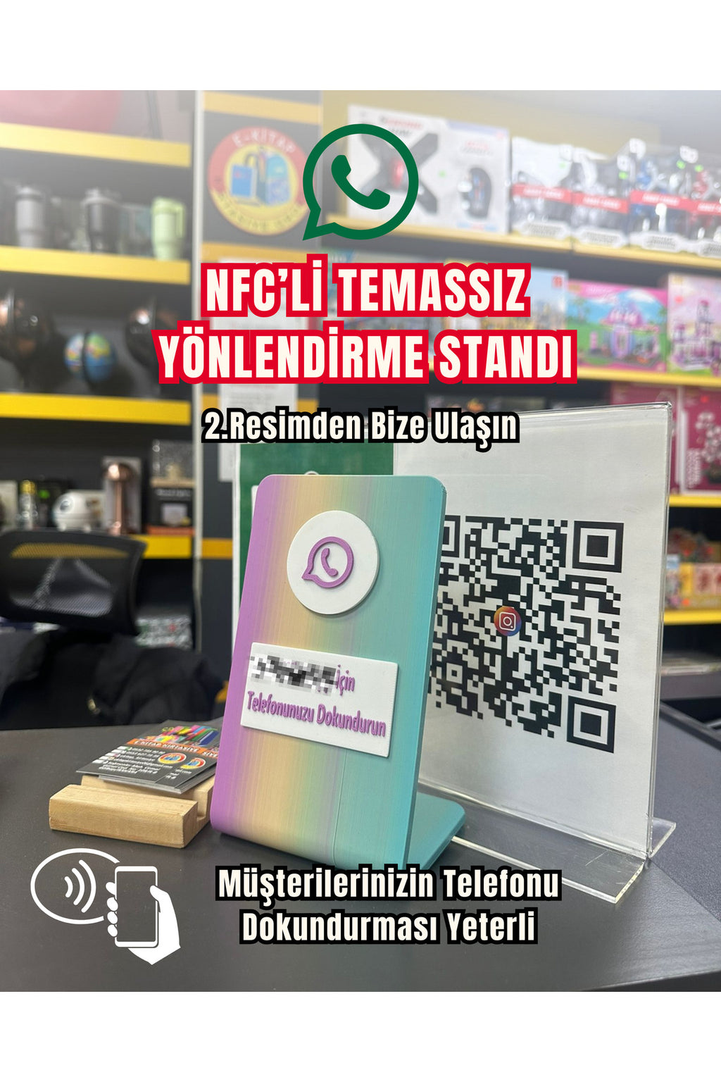 NFC Stand Yönlendirme veya İstenilen Platform İçin Özelleştirilebilir Yönlendirme Temassız Masa Üstü