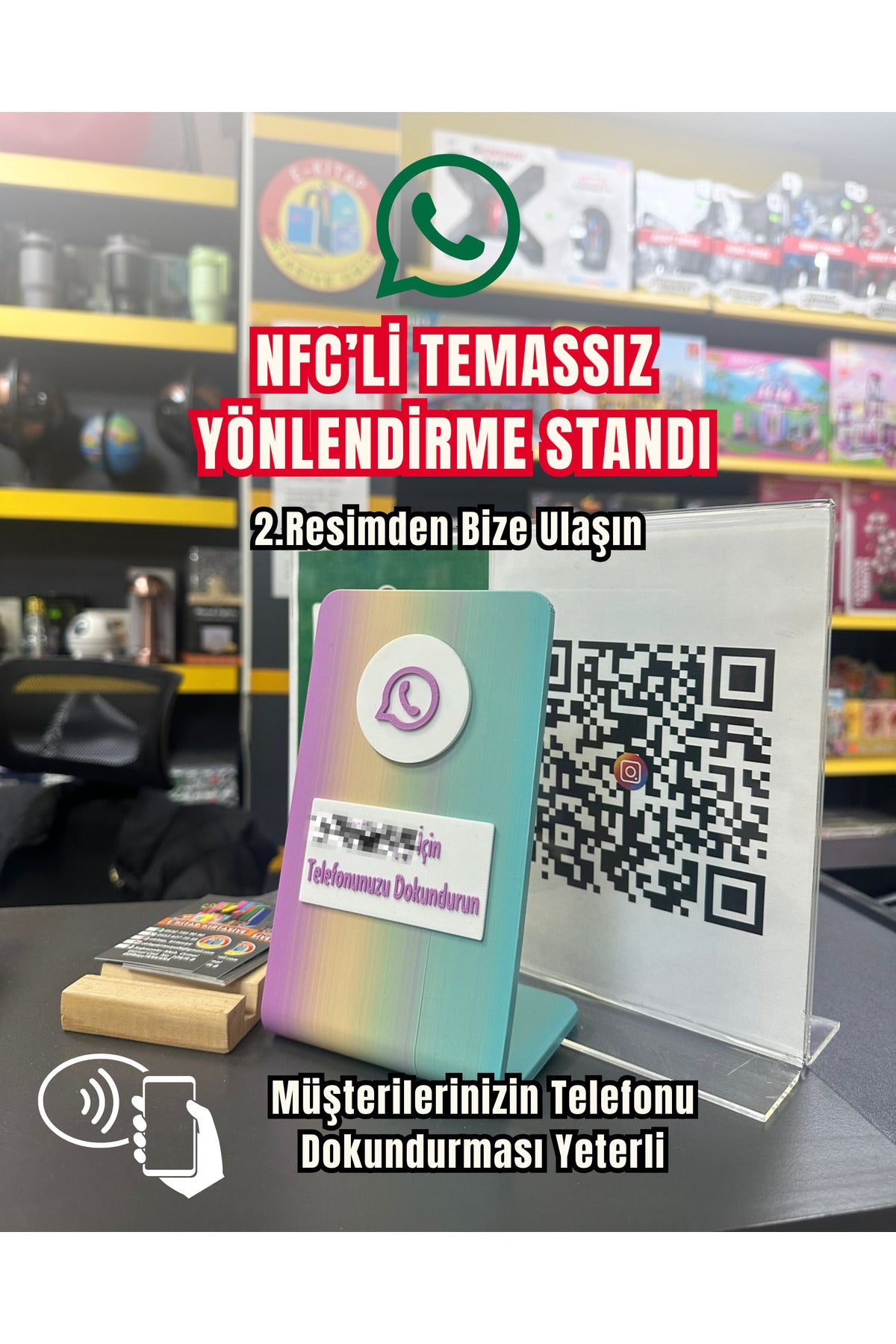NFC Stand Yönlendirme veya İstenilen Platform İçin Özelleştirilebilir Yönlendirme Temassız Masa Üstü