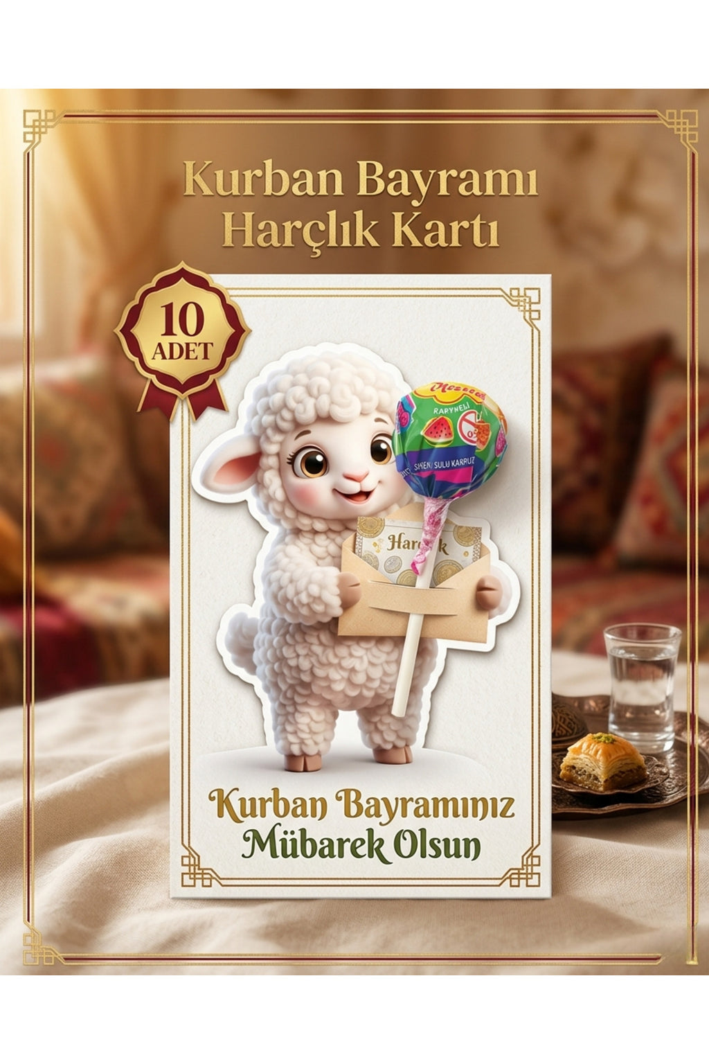 Kurban Bayramı Harçlık Kartı 10 Adet Şeker Para Koyulabilir