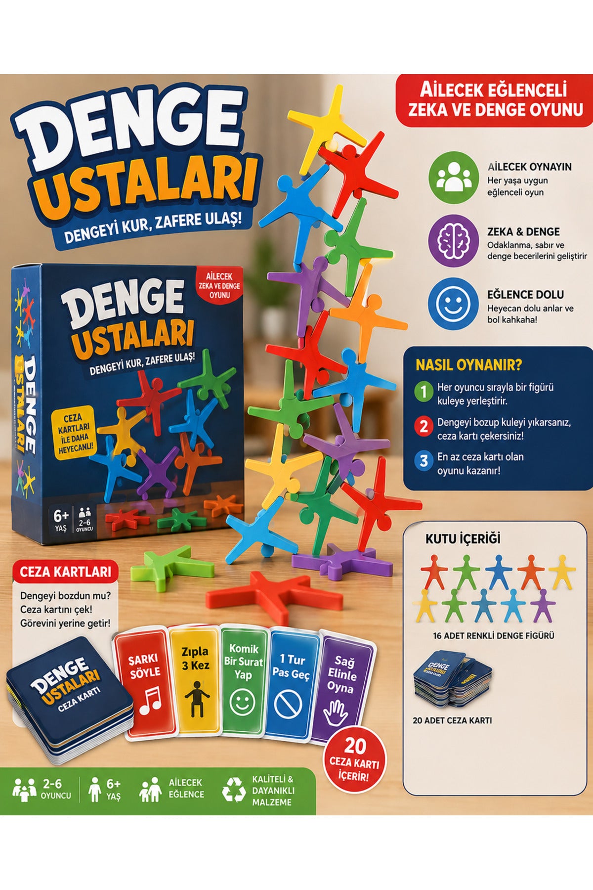 Denge Ustaları Dengeyi Kur Zafere Ulaş Denge Oyunu Cezalı Kutu Oyunu Ailecek Aktivite Zeka Oyunu