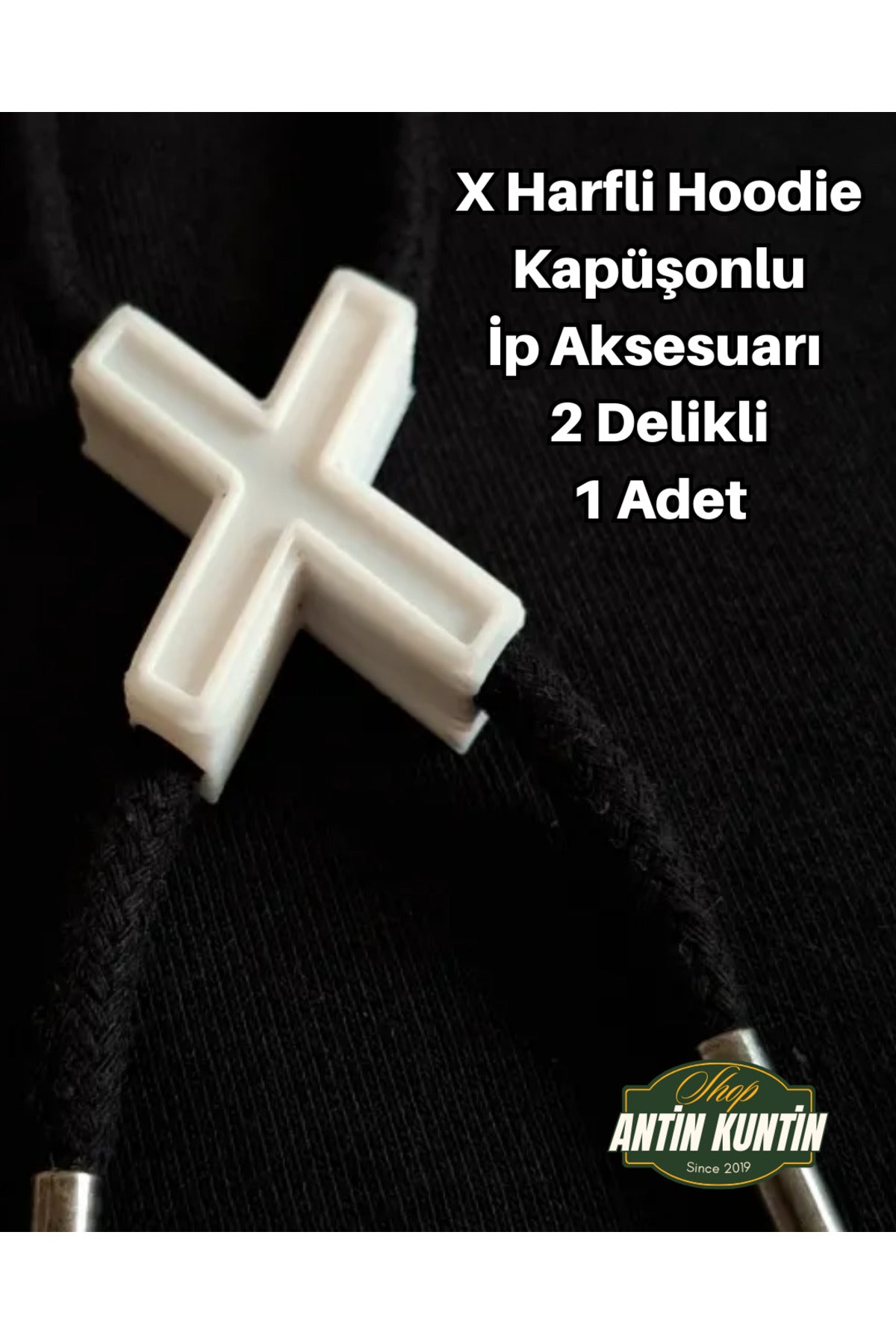 X Harfli Hoodie Kapüşonlu İp Aksesuarı 2 Delikli 1 Adet