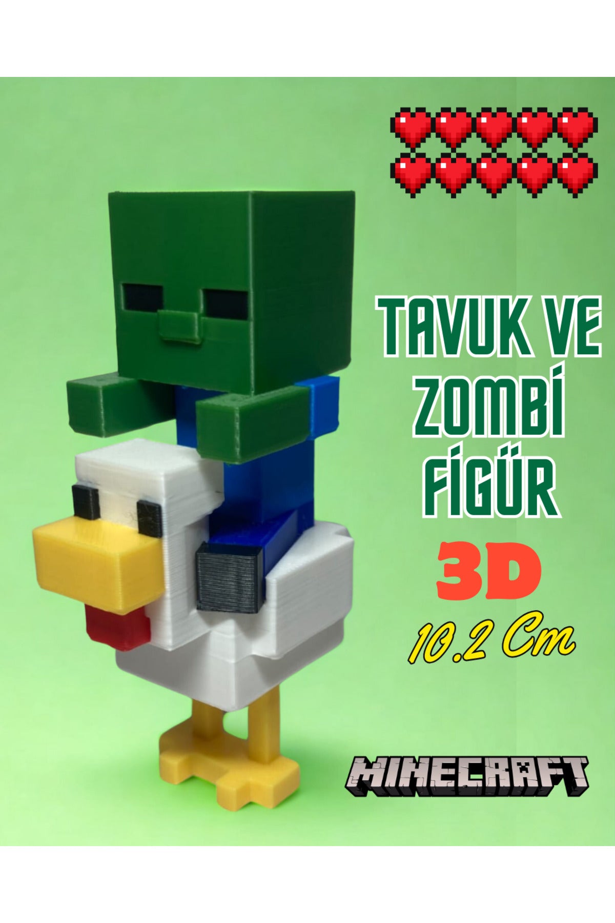 Minecraft Tavuk & Zombi Figür Oyuncak İkili Set 3D Karakter