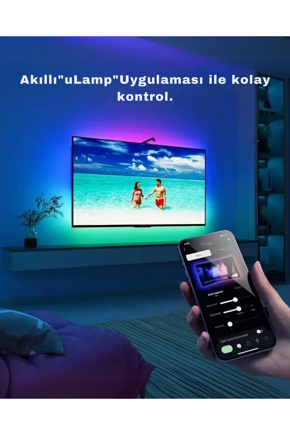 AR Sensörlü Akıllı Tv Arkası Aydınlatma Led Şerit Seti Ambiyans Aydınlatma - 2