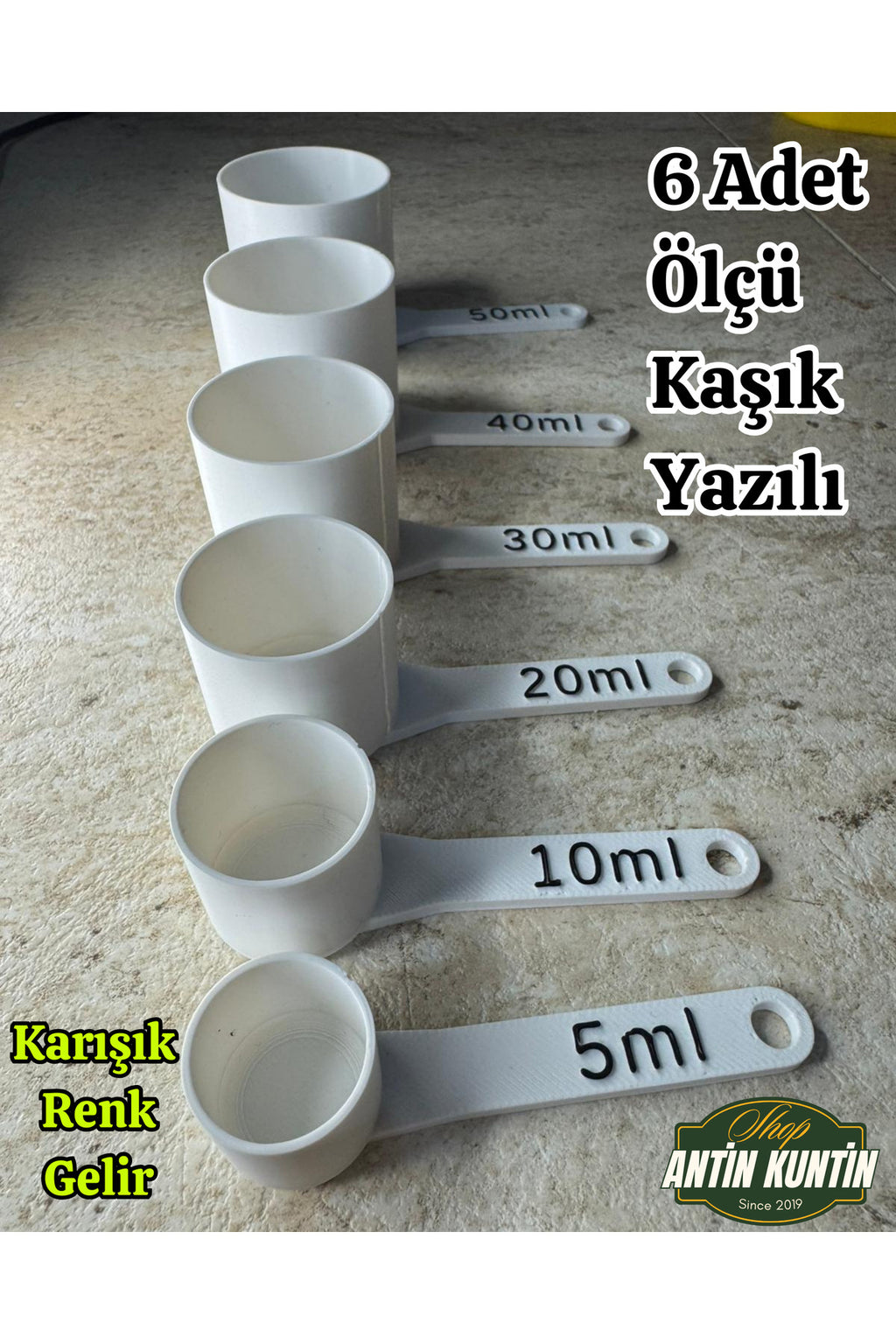 6 Adet Ölçü Kaşık Ölçü Kabı Kahve Toz İçecek Ölçü Miktarı Yazılı Karışık Renk