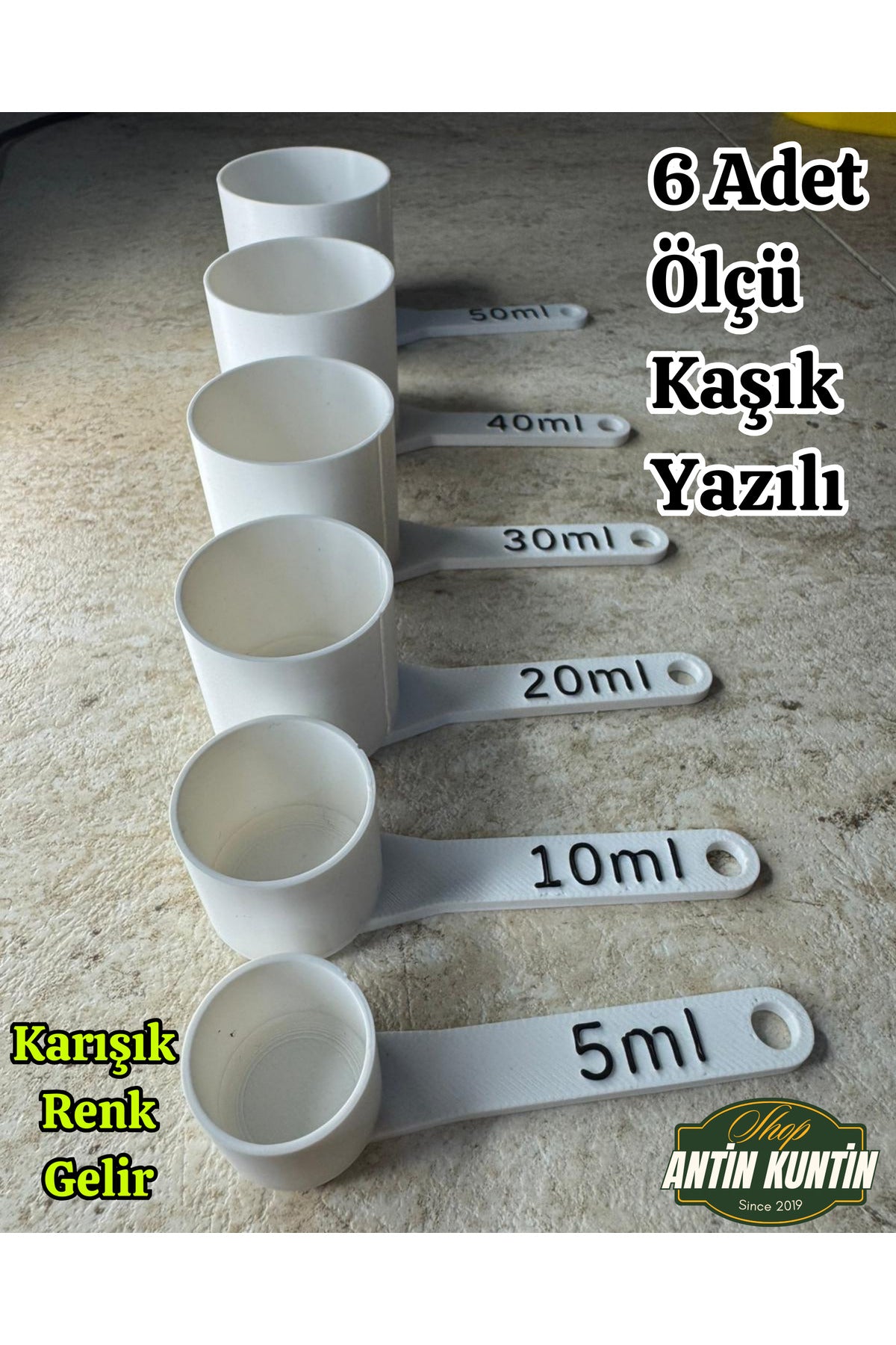 6 Adet Ölçü Kaşık Ölçü Kabı Kahve Toz İçecek Ölçü Miktarı Yazılı Karışık Renk