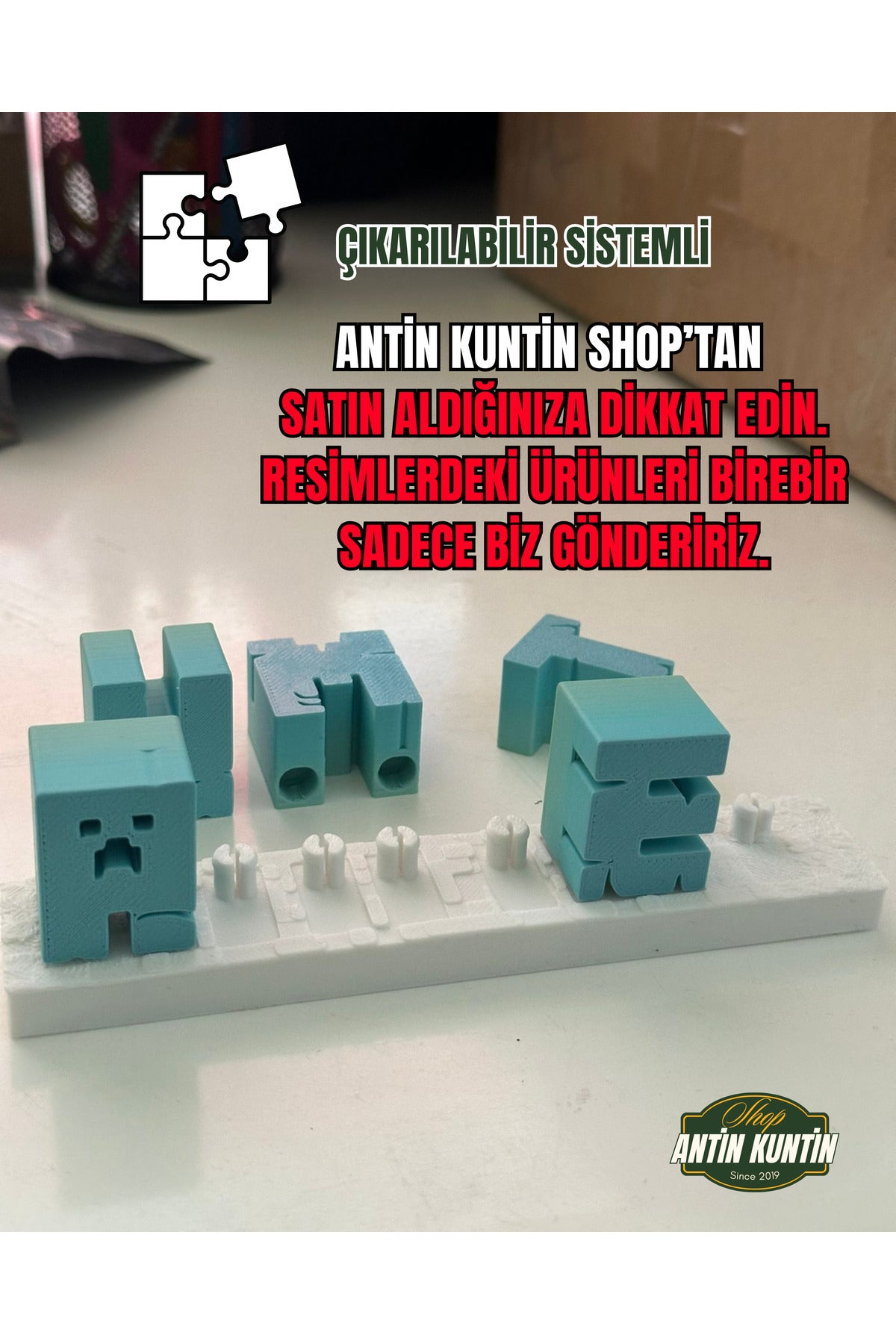 Minecraf Temalı İsimlik Dekor Masaüstü 5 Harf İçin Geçerli Karışık renk - 3