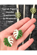 Yaprak Figürlü Hoodie Kapüşonlu İp Aksesuarı 2 Adet