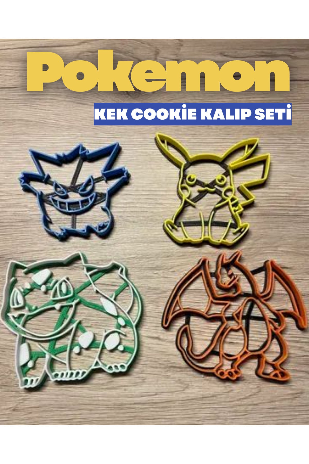 4'lü Pokemo Figürlü Kurabiye ve Kek Kalıp Seti Cookie Kesici