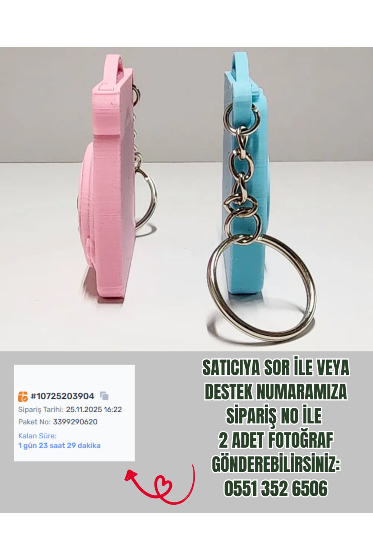 2 Adet Fotoğraflı Anahtarlık Fotoğraflar Dahil Fotoğraf Makinesi Şeklinde - 2