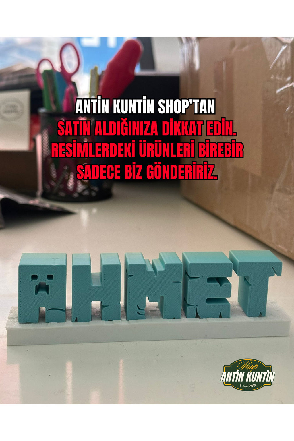 Minecraf Temalı İsimlik Dekor Masaüstü 5 Harf İçin Geçerli Karışık renk - 4