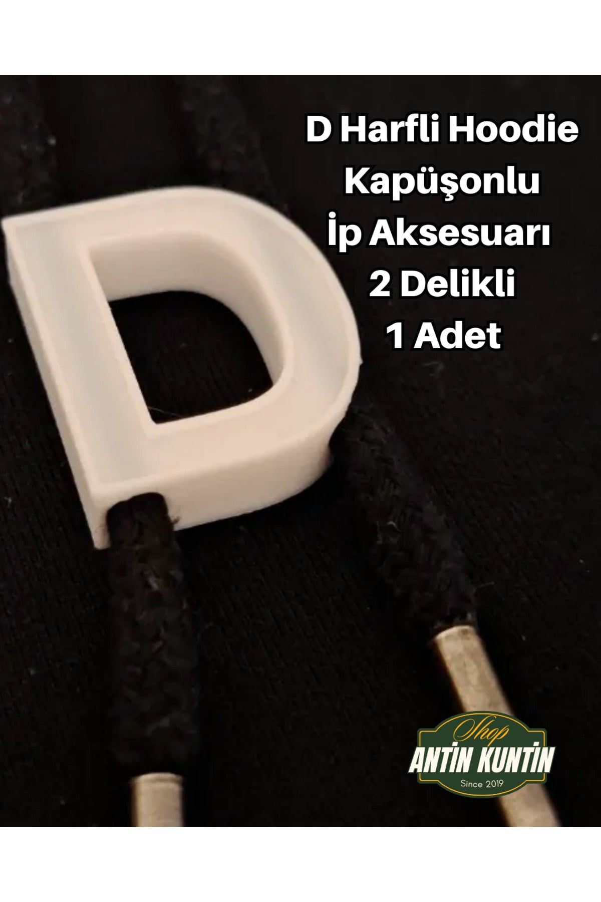 D Harfli Hoodie Kapüşonlu İp Aksesuarı 2 Delikli 1 Adet