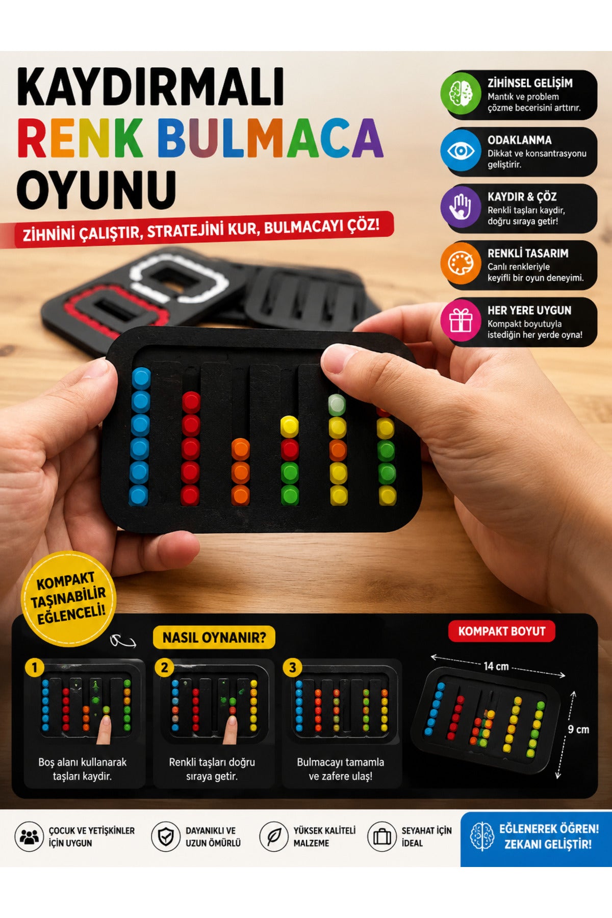 Kaydırmalı Renk Eşleştirme Oyunu GEnç Yetişkin Çocuk Herkes İçin Eğlenceli Oyun Aktivite