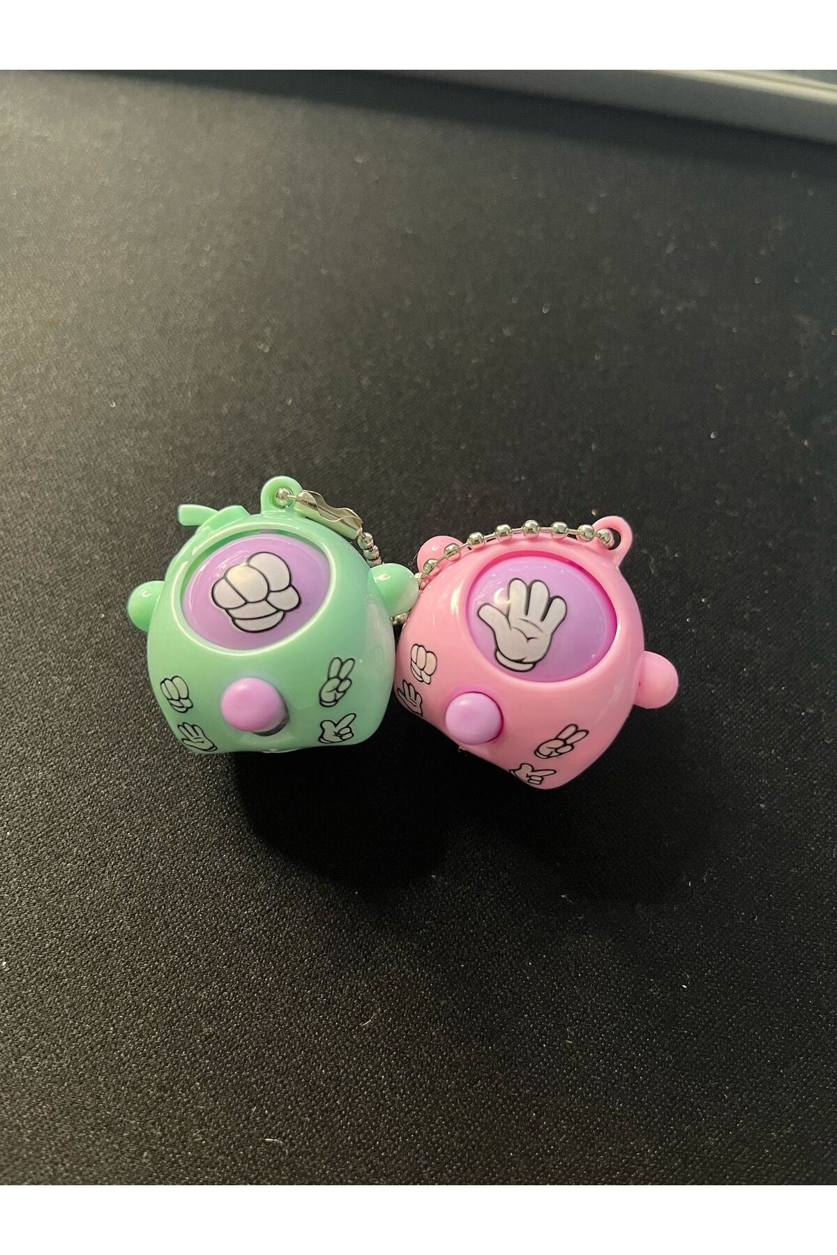 Su Yeşili ve Pembe Set Taş Kağıt Makas Oyuncak Anahtarlık Aksesuar Süs Çanta Toplam 2 Adet