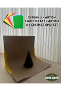 Fotoğraf Çekim Stand Seti A4 10 Renk Karton + 1 Adet Kraft Karton + Tutucu Stand Dikey ve Yatay