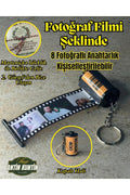 Siyah Fotoğraf Filmi Şeklinde 8 Fotoğraflı Anahtarlık Hediyelik Sevgiliye Hatıra Bileklikle Gelir