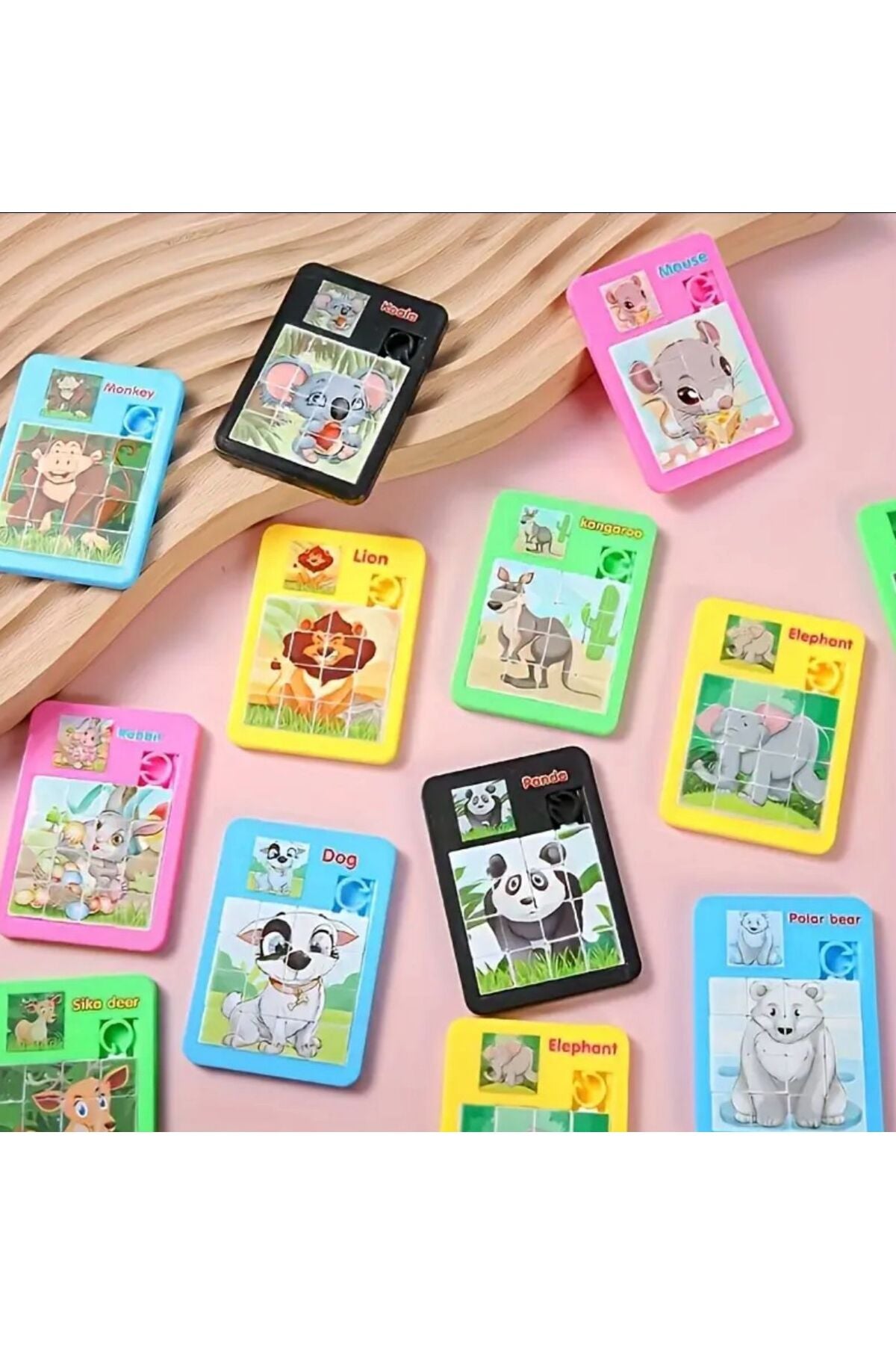 Mini Yapboz Hayvan Çeşitli Hayvanlar Karışık 3 Adet Gelir Antilop Zebra Aslan - 3