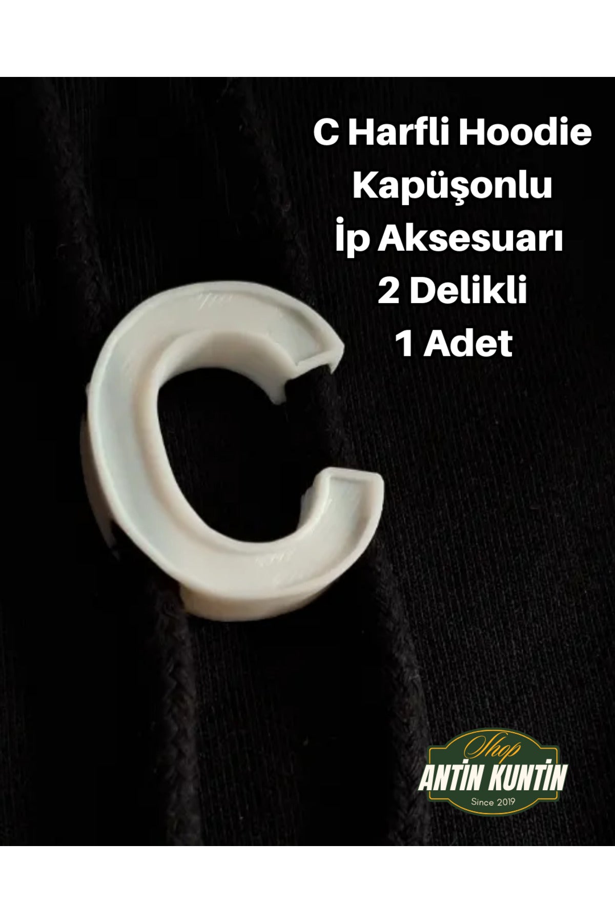 C Harfli Hoodie Kapüşonlu İp Aksesuarı 2 Delikli 1 Adet