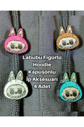Labubu Figürlü Hoodie Kapüşonlu İp Aksesuarı 4 Adet