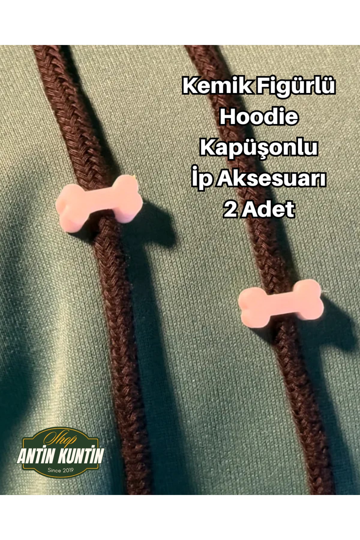 Kemik Figürlü Hoodie Kapüşonlu İp Aksesuarı 2 Adet