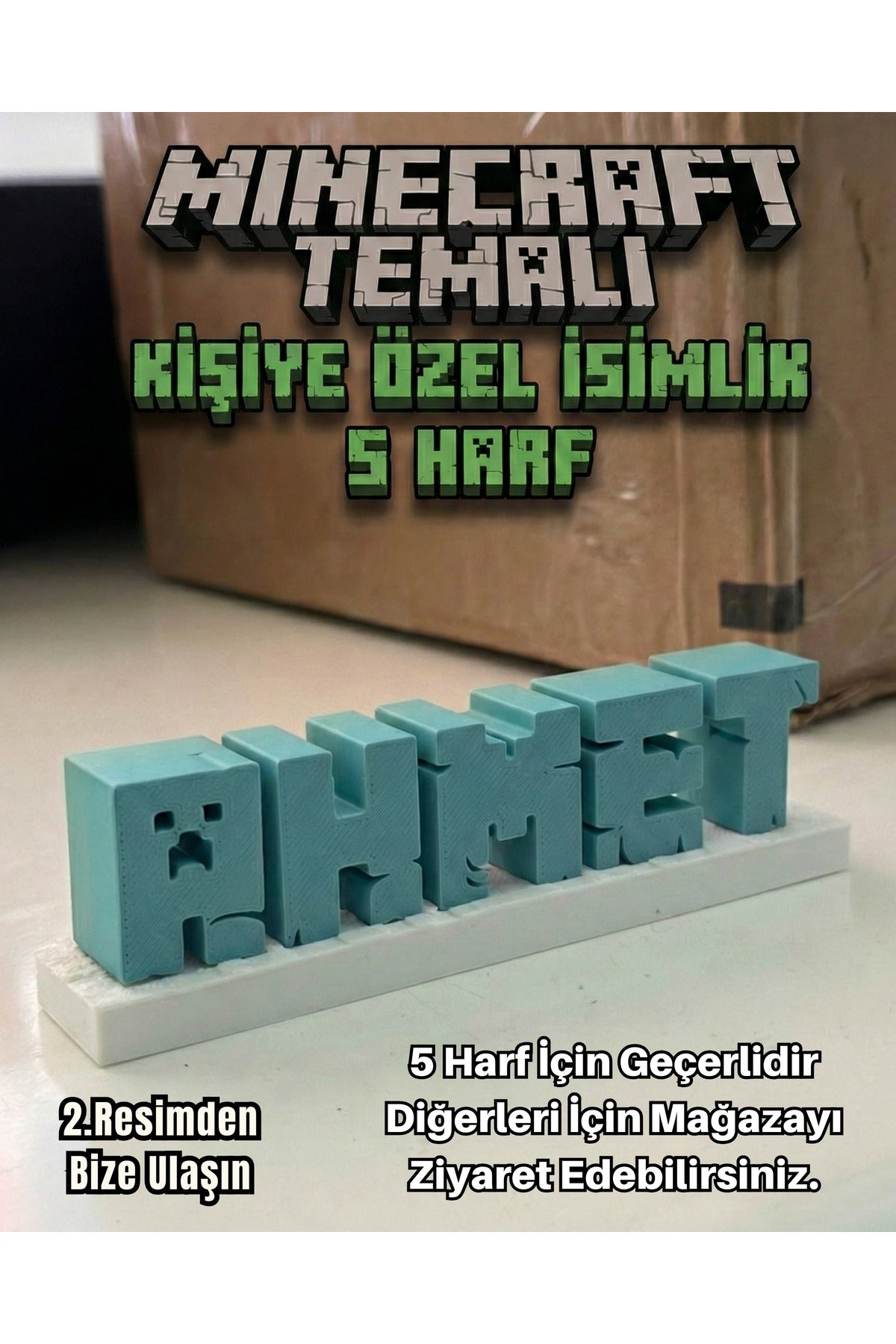 Minecraf Temalı İsimlik Dekor Masaüstü 5 Harf İçin Geçerli Karışık renk