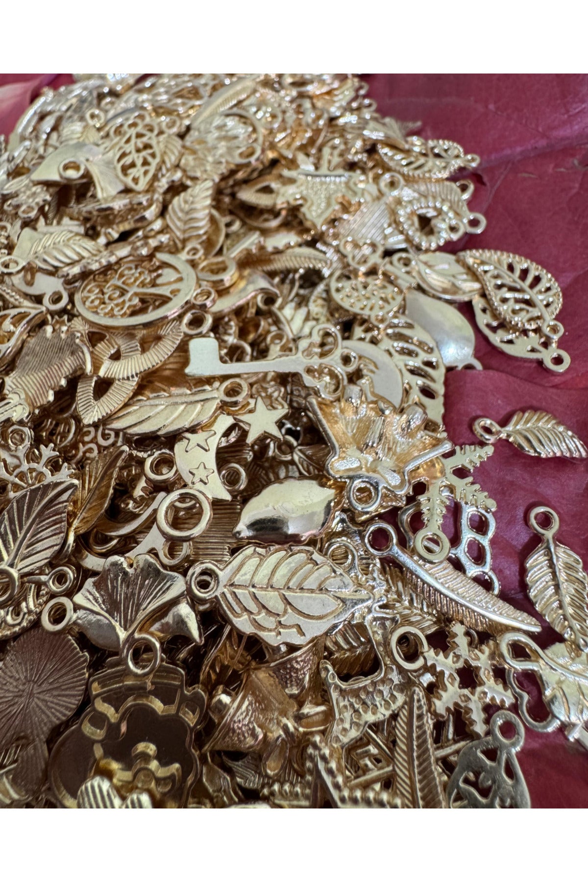 30 Adet Gold Renksiz Karışık Şekilli Kalpli Ağaç Aşk Sevgili Kolye Uçları - 4