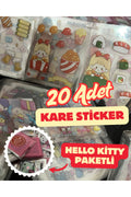 20 Adet Kare Sticker Set Karışık Şekilli Hello Kitty Kuromi Sanrio Poşetli Mini Bant Hediyeli