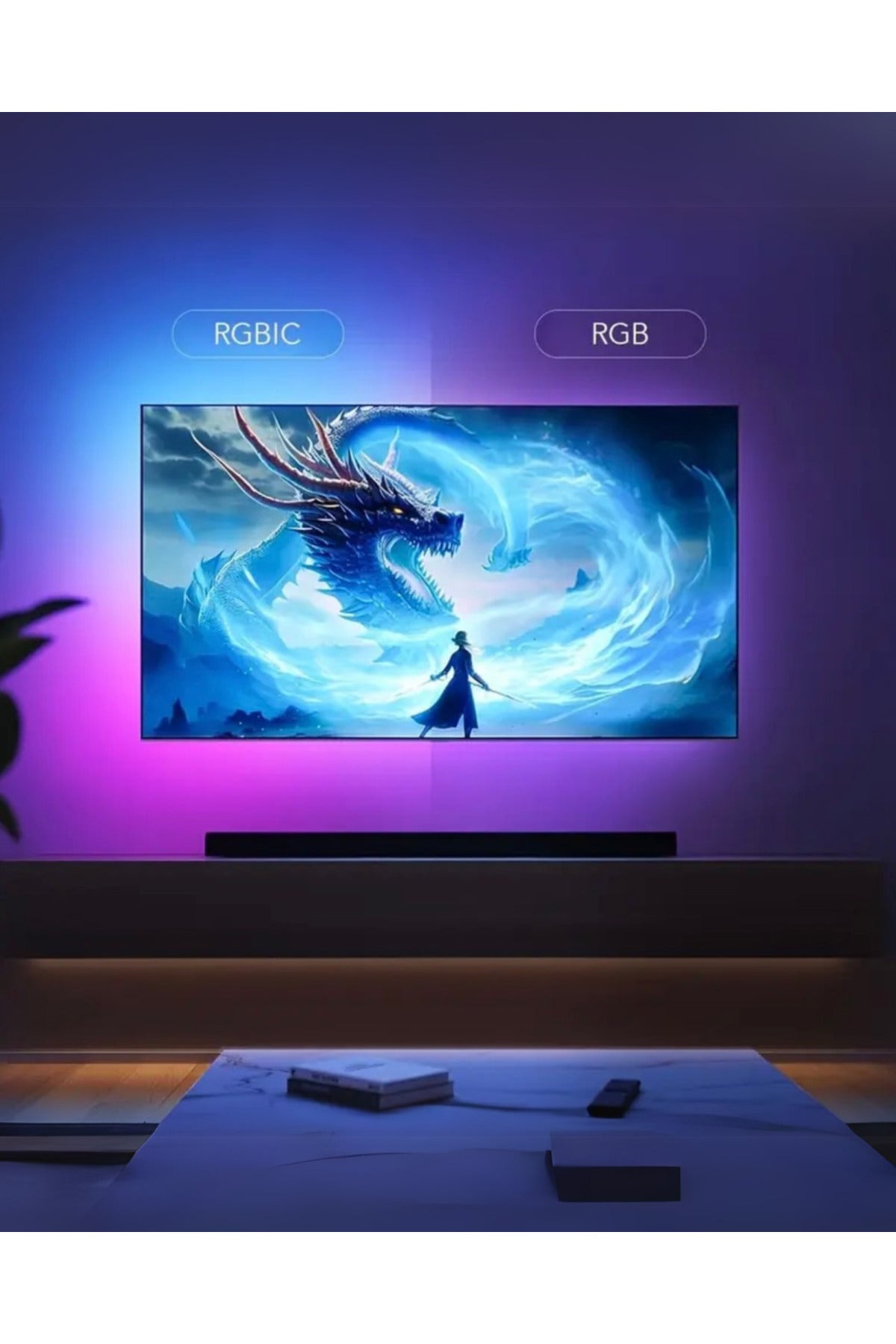 AR Sensörlü Akıllı Tv Arkası Aydınlatma Led Şerit Seti Ambiyans Aydınlatma - 3