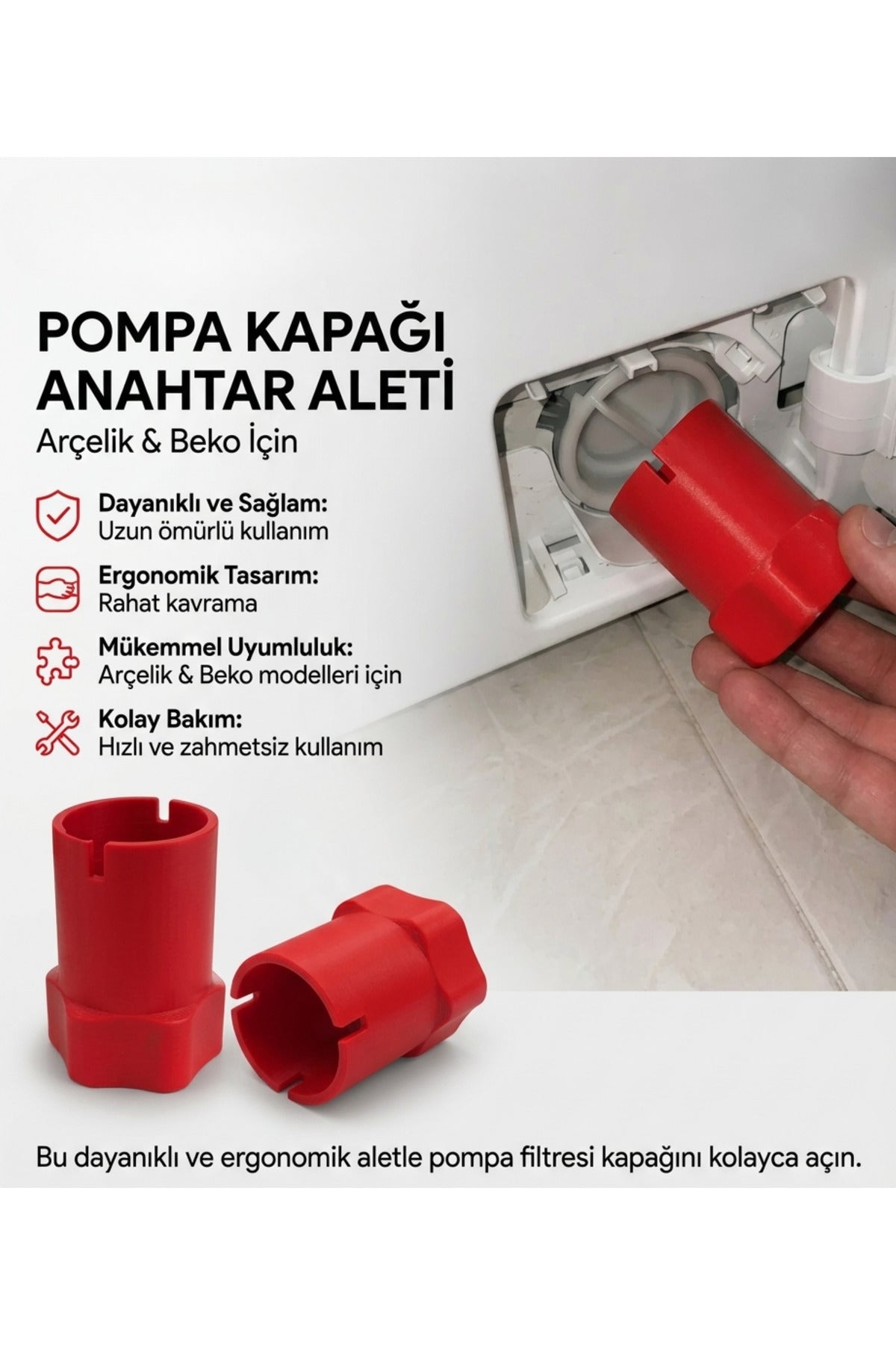 Arçelik & Be ko Uyumlu Pompa Kapağı Anahtar Aleti