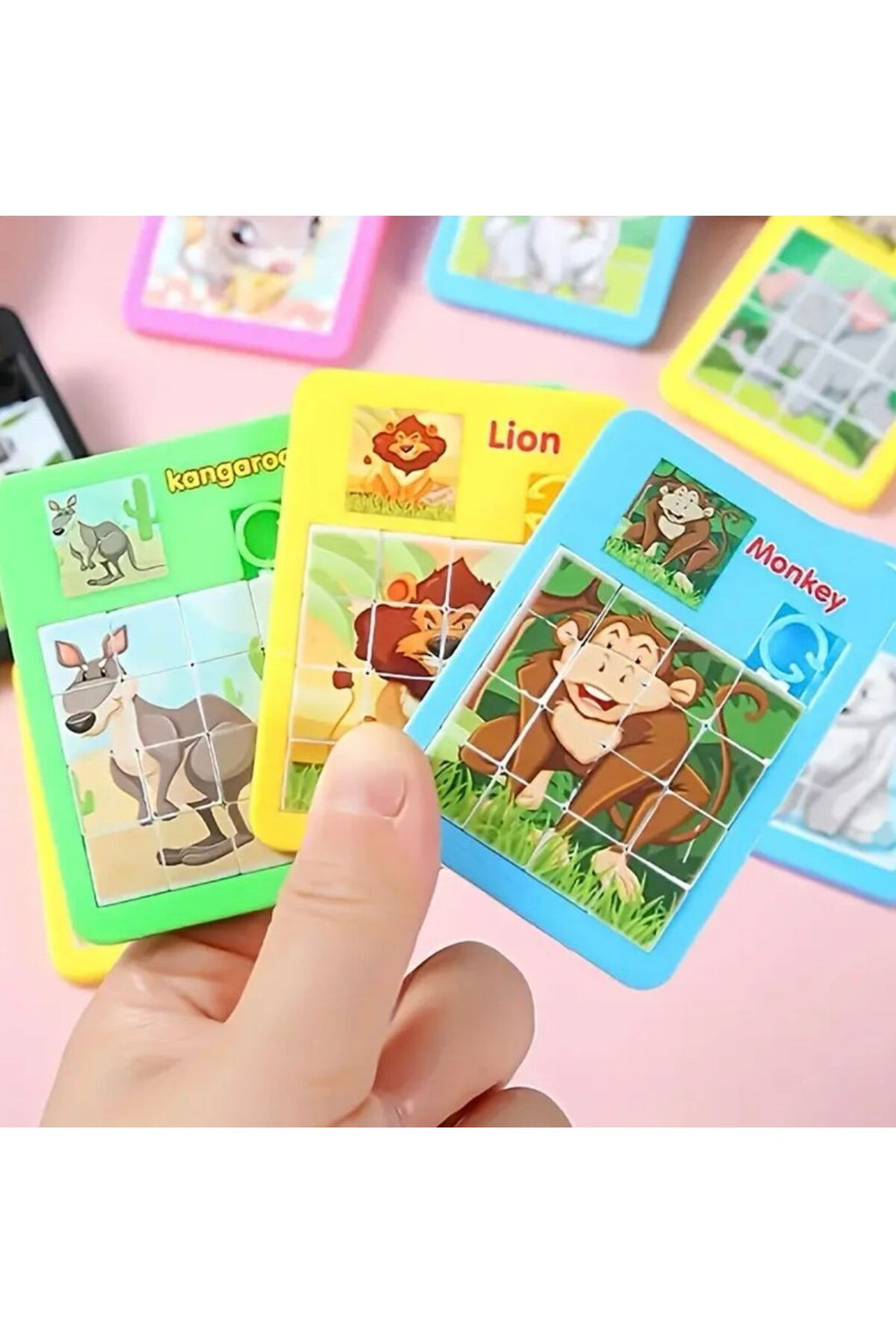 Mini Yapboz Hayvan Çeşitli Hayvanlar Karışık 3 Adet Gelir Antilop Zebra Aslan