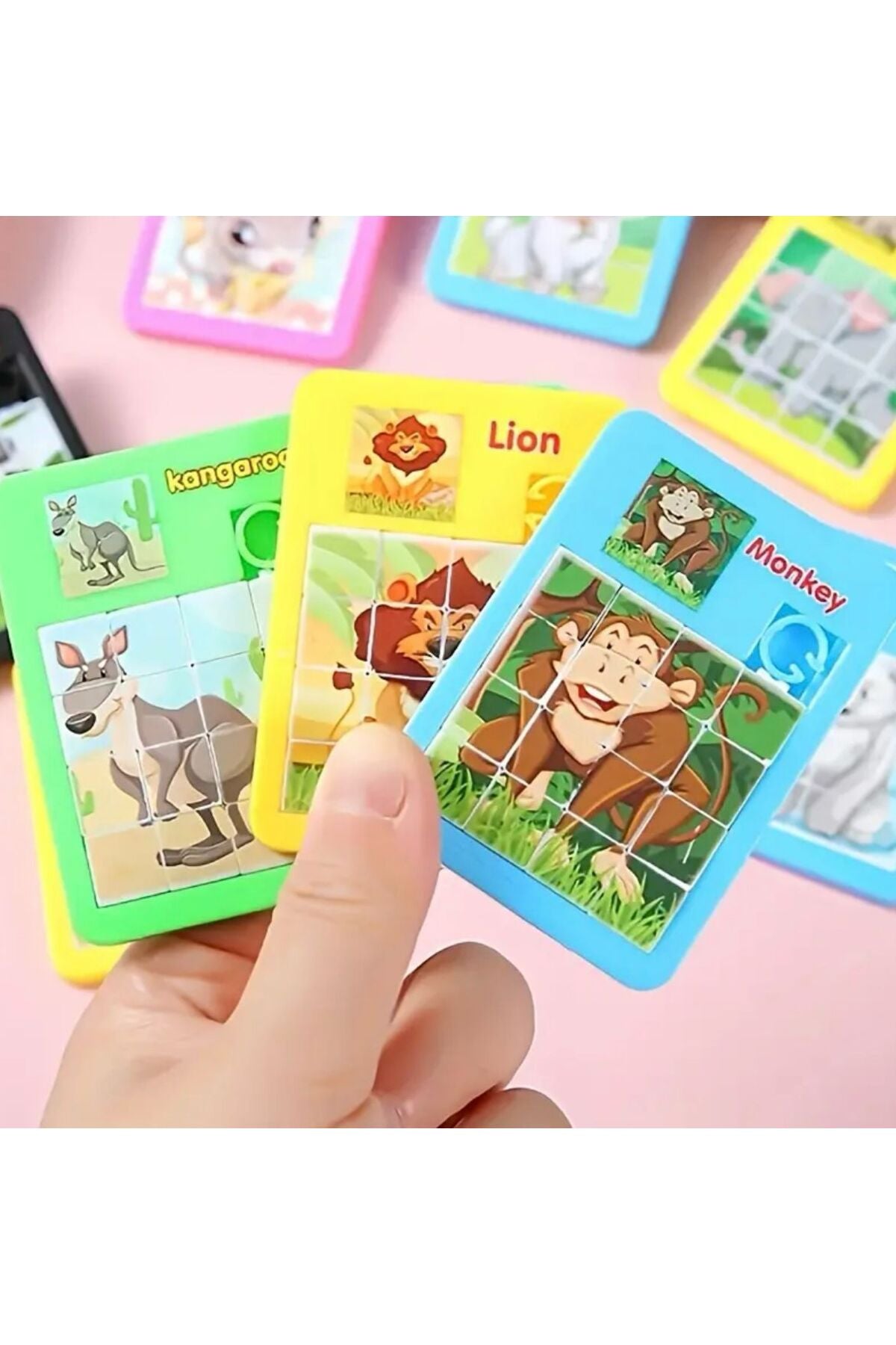 Mini Yapboz Hayvan Çeşitli Hayvanlar Karışık 3 Adet Gelir Antilop Zebra Aslan