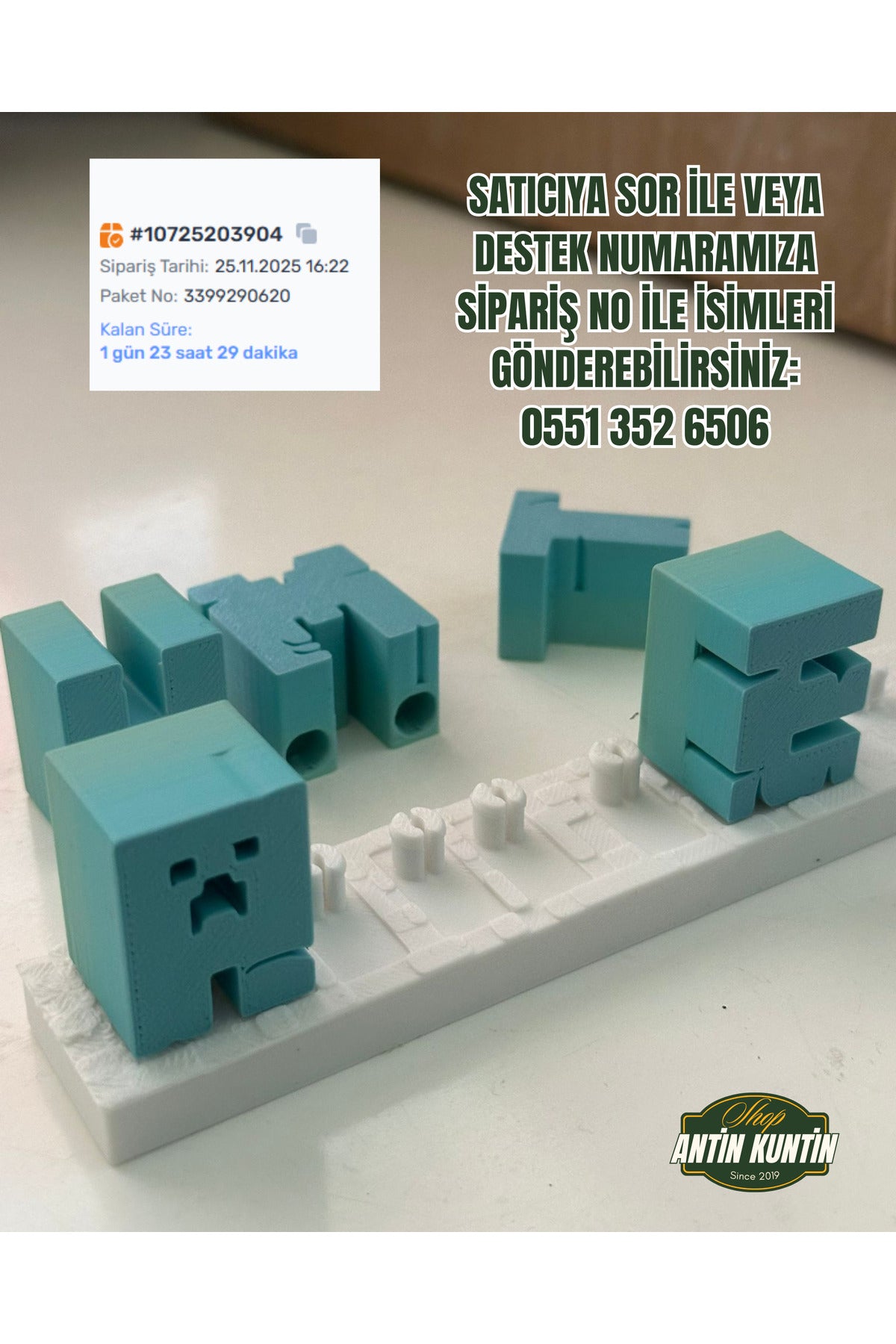 Minecraf Temalı İsimlik Dekor Masaüstü 5 Harf İçin Geçerli Karışık renk - 2