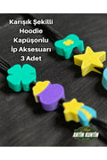 Karışık Şekilli Hoodie Kapüşonlu İp Aksesuarı 3 Adet